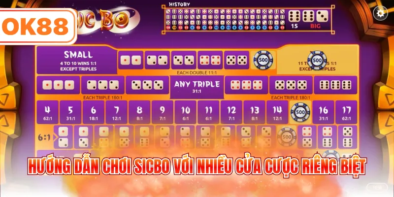 Hướng dẫn chơi Sicbo với nhiều cửa cược riêng biệt